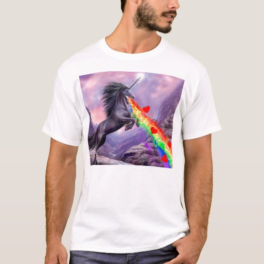Unicorn Love Vomit RAINBOW! T-shirt (Voorkant)