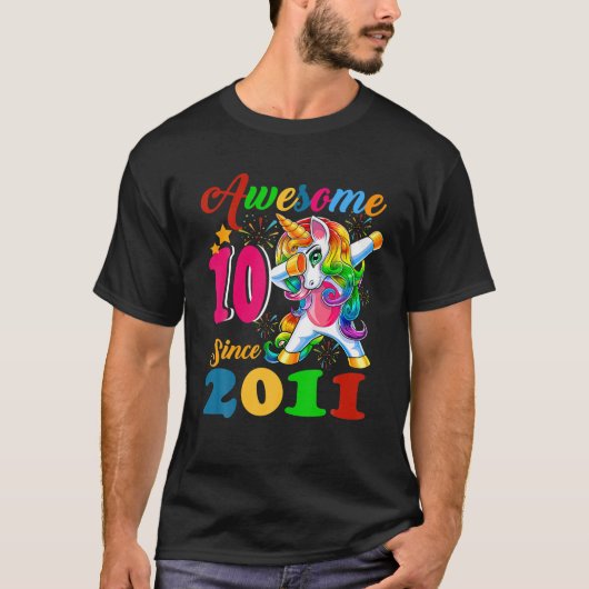 Unicorn Lover Geweldige sinds 2011 10 jaar oud T-shirt (Voorkant)