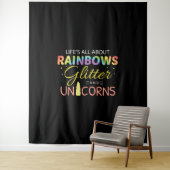 Unicorn Lover Gift Idea Rainbows Glitter Unicorns Wandkleed (In situ)