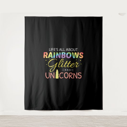 Unicorn Lover Gift Idea Rainbows Glitter Unicorns Wandkleed (Voorkant)