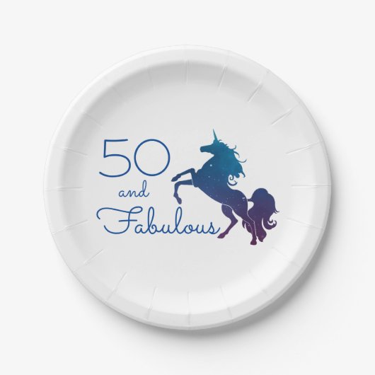 Unicorn Lover's 50 en Fabulous Birthday Papieren Bordje (Voorkant)