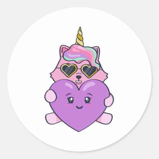 Unicorn Lovers Ronde Sticker (Voorkant)
