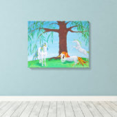Unicorn Lovers, Unicorn Family Art Canvas Afdruk (Insitu (Houten vloer))