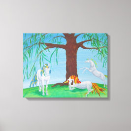 Unicorn Lovers, Unicorn Family Art Canvas Afdruk