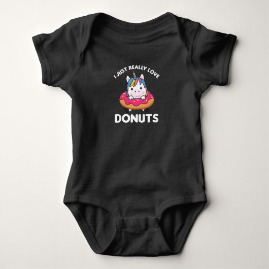 Unicorn Loves Donuts Unicorns zijn roze Romper (Voorkant)