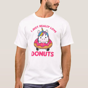 Unicorn Loves Donuts Unicorns zijn roze T-shirt
