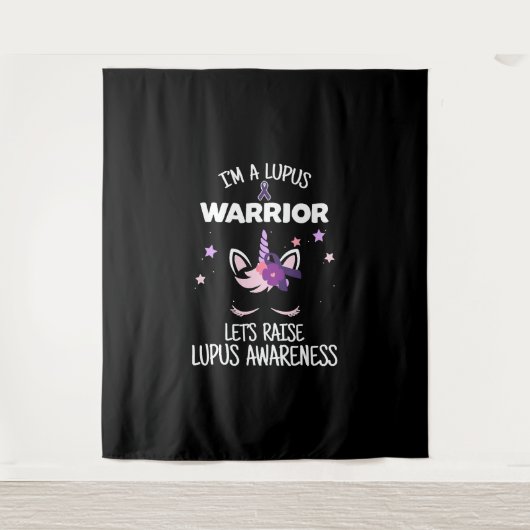 Unicorn Lupus Warrior Gift Raise Lupus Wandkleed (Voorkant)