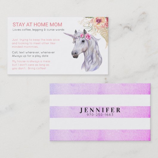 Unicorn Ma Friend - Playground Visitekaartje Contactkaartje (Voorkant / Achterkant)