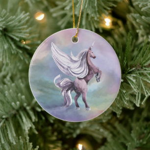 Unicorn Magic   Colorful Pastel Fantasy Waterverf Keramisch Ornament