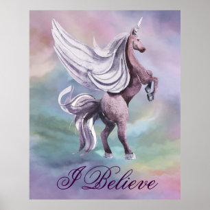Unicorn Magic   Colorful Pastel Fantasy Waterverf Poster