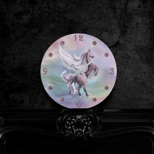 Unicorn Magic   Colorful Pastel Fantasy Waterverf Ronde Klok