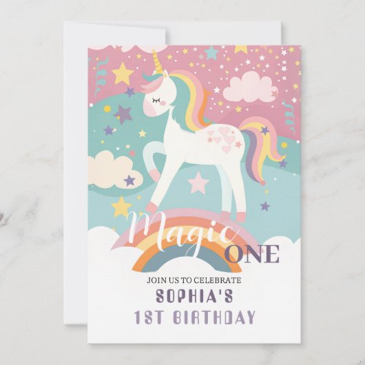 Unicorn Magic eerste verjaardag Kaart (Voorkant)