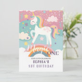 Unicorn Magic eerste verjaardag Kaart (Staand voorkant)