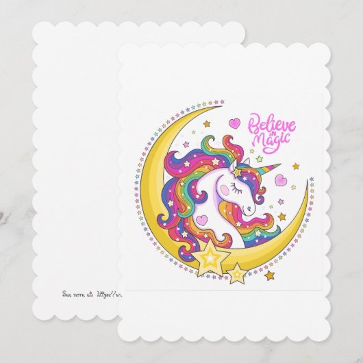 Unicorn Magic Flat Wenskaart Kaart (Voorkant / Achterkant)