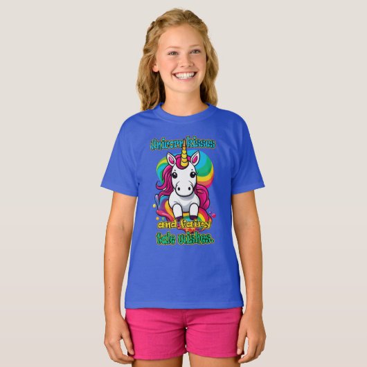 Unicorn Magic: 'Kisses and Fairy Wishes' T-shirt (Voorkant volledig)
