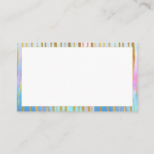 Unicorn Magic Pink Gold Stripe Monogrammen Visitekaartje (Achterkant)