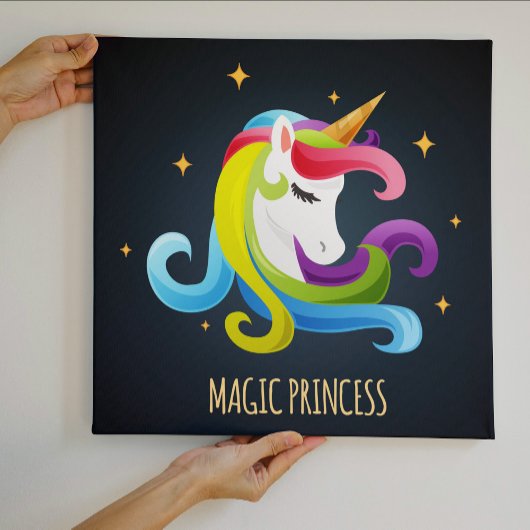 Unicorn Magic Princess Colorful Canvas Afdruk