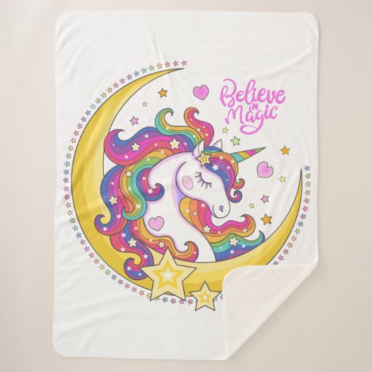 Unicorn Magic Sherpa Blanket Deken (Voorkant)
