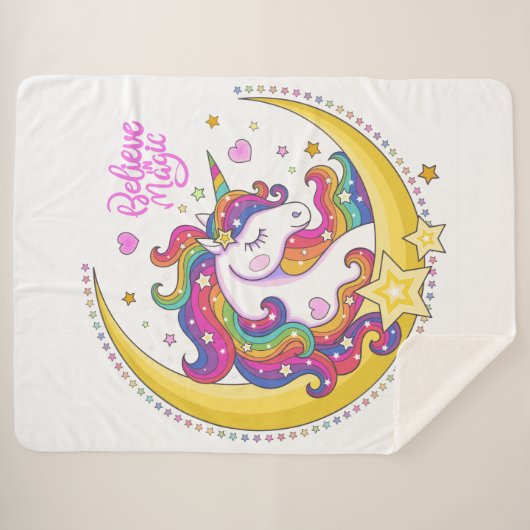 Unicorn Magic Sherpa Blanket Sherpa Deken (Voorkant (horizontaal))