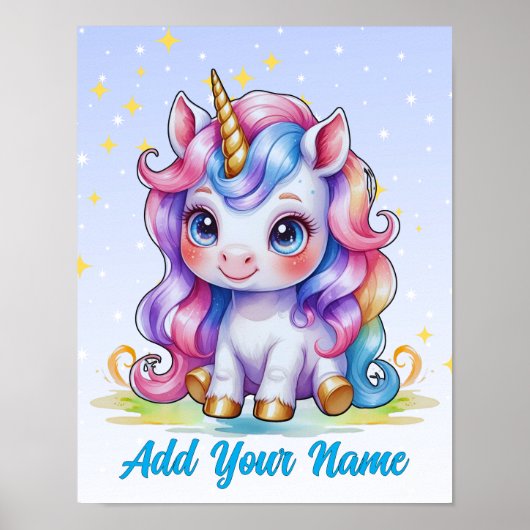Unicorn Magic & Stars – Personalized Wall Art Poster (Voorkant)