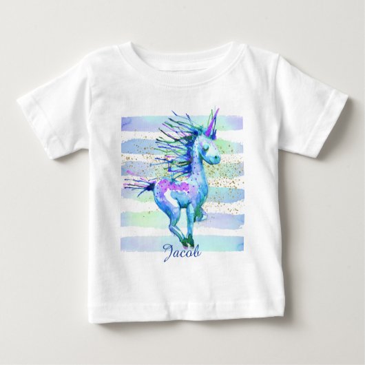 Unicorn Magic Waterverf Stripes Blue (Voorkant)