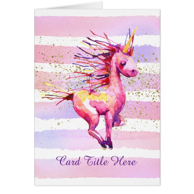 Unicorn Magic Waterverf Stripes Pink (Voorkant)