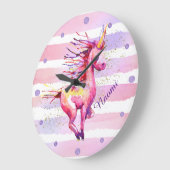 Unicorn Magic Waterverf Stripes Pink Grote Klok (Hoek)