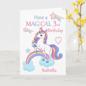 Unicorn Magical 3rd Birthday Pink Kaart (Gele Bloem)