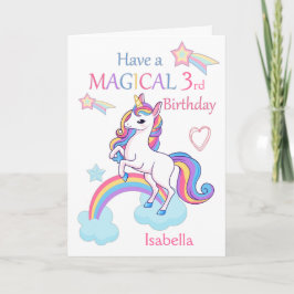Unicorn Magical 3rd Birthday Pink Kaart