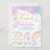 Unicorn Magical 5th Birthday Party Pastel Rainbow Kaart (Voorkant)