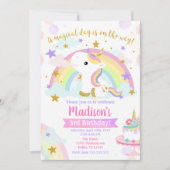 Unicorn Magical Birthday Invitation Kaart (Voorkant)