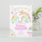Unicorn Magical Birthday Invitation Kaart (Staand voorkant)