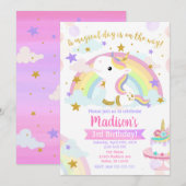 Unicorn Magical Birthday Invitation Kaart (Voorkant / Achterkant)