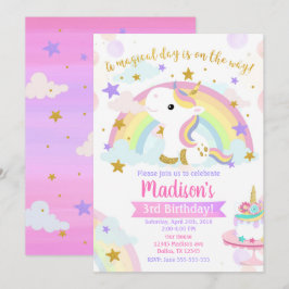 Unicorn Magical Birthday Invitation Kaart