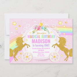 Unicorn Magical Birthday Invitation / Whimsical Kaart