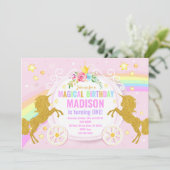 Unicorn Magical Birthday Invitation / Whimsical Kaart (Staand voorkant)