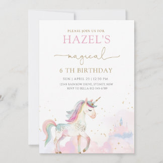 Unicorn Magical Birthday Party Any Age Kaart