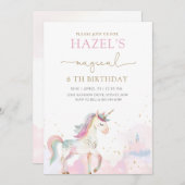 Unicorn Magical Birthday Party Any Age Kaart (Voorkant / Achterkant)
