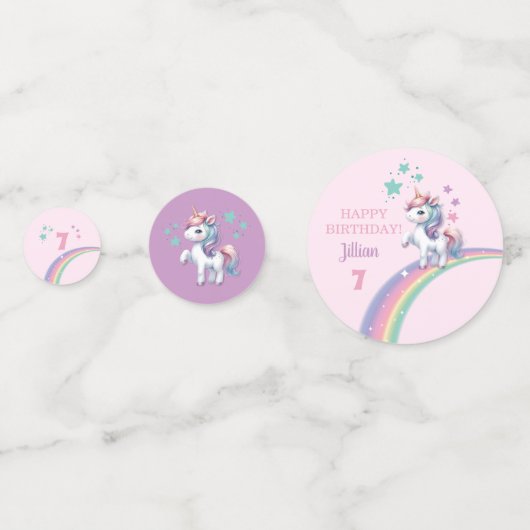 Unicorn Magical Birthday Party Confetti (Achterkanten)