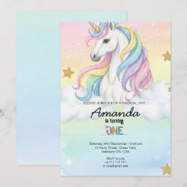 Unicorn Magical Birthday Party Invitation Card Kaart