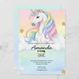 Unicorn Magical Birthday Party Invitation Card Kaart