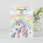 Unicorn Magical Birthday Party Invitation Card Kaart (Staand voorkant)