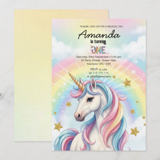 Unicorn Magical Birthday Party Invitation Card Kaart