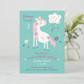 Unicorn Magical Birthday Party Invitation Kaart (Staand voorkant)