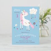 Unicorn Magical Birthday Party Invitation Kaart (Staand voorkant)
