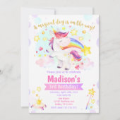Unicorn Magical Birthday Party Invitation Kaart (Voorkant)