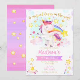 Unicorn Magical Birthday Party Invitation Kaart
