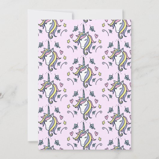 Unicorn Magical Birthday Party Kaart (Achterkant)