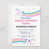 Unicorn Magical Birthday Party Rainbow Kaart (Voorkant)