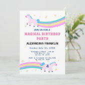 Unicorn Magical Birthday Party Rainbow Kaart (Staand voorkant)